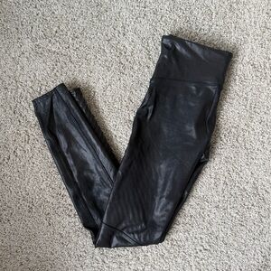 Spanx Black Faux Leather Moto Leggings